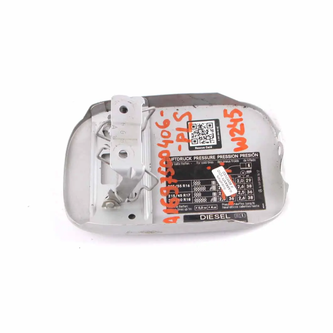 Flap Tank Cap Cover Polar Silver Metallic - 761 to Mercedes W245 Fuel with Part number A1697500406 Mercedes W245 Fuel Flap Tank Cap Cover Polar Silver Metallic - 761 - SKU A1697500406-PLS - Part number A1697500406