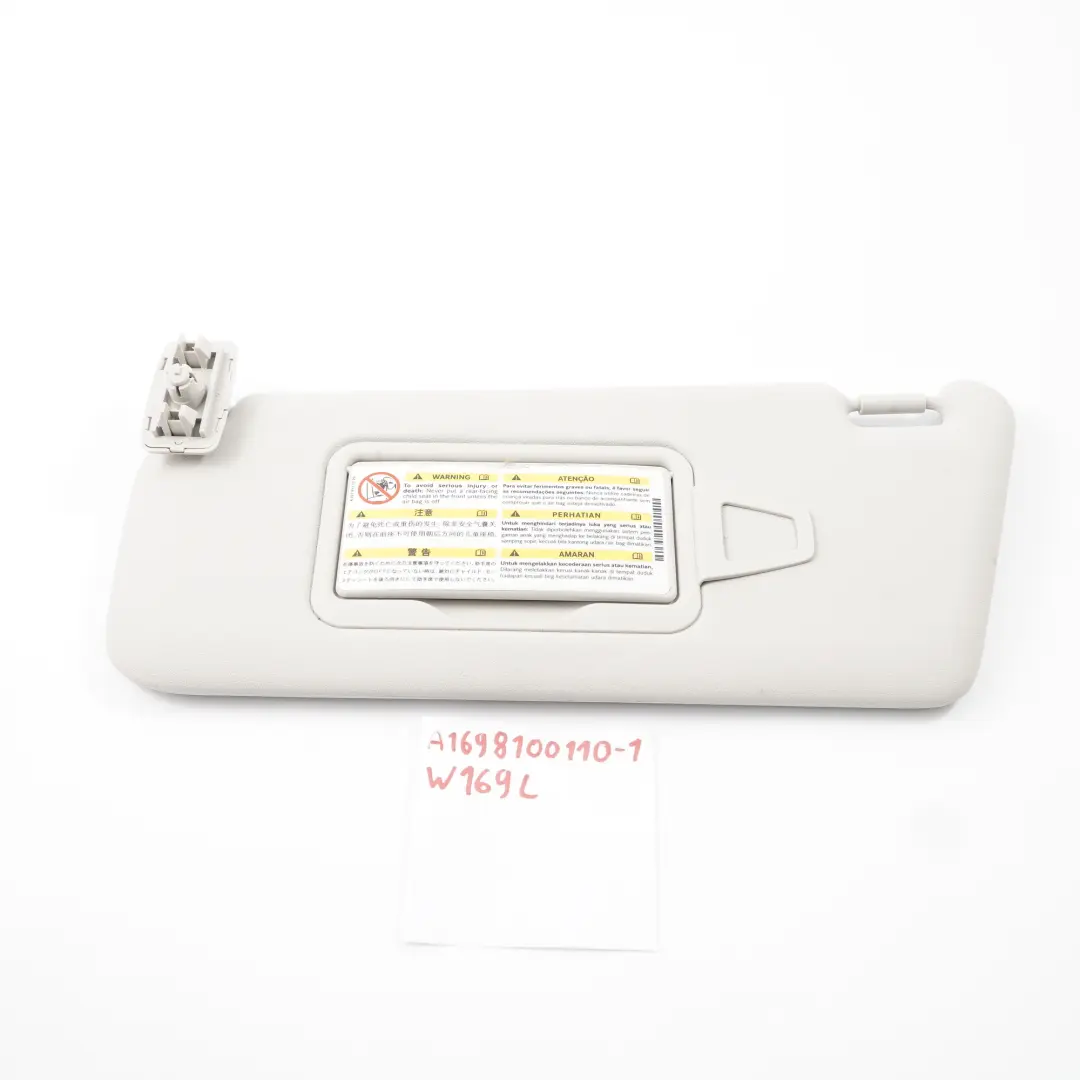  Sun Visor Mercedes W169 W245 Cover Panel Left N/S Sunvisor Grey - SKU A1698100110-1 - Part number A1698100110