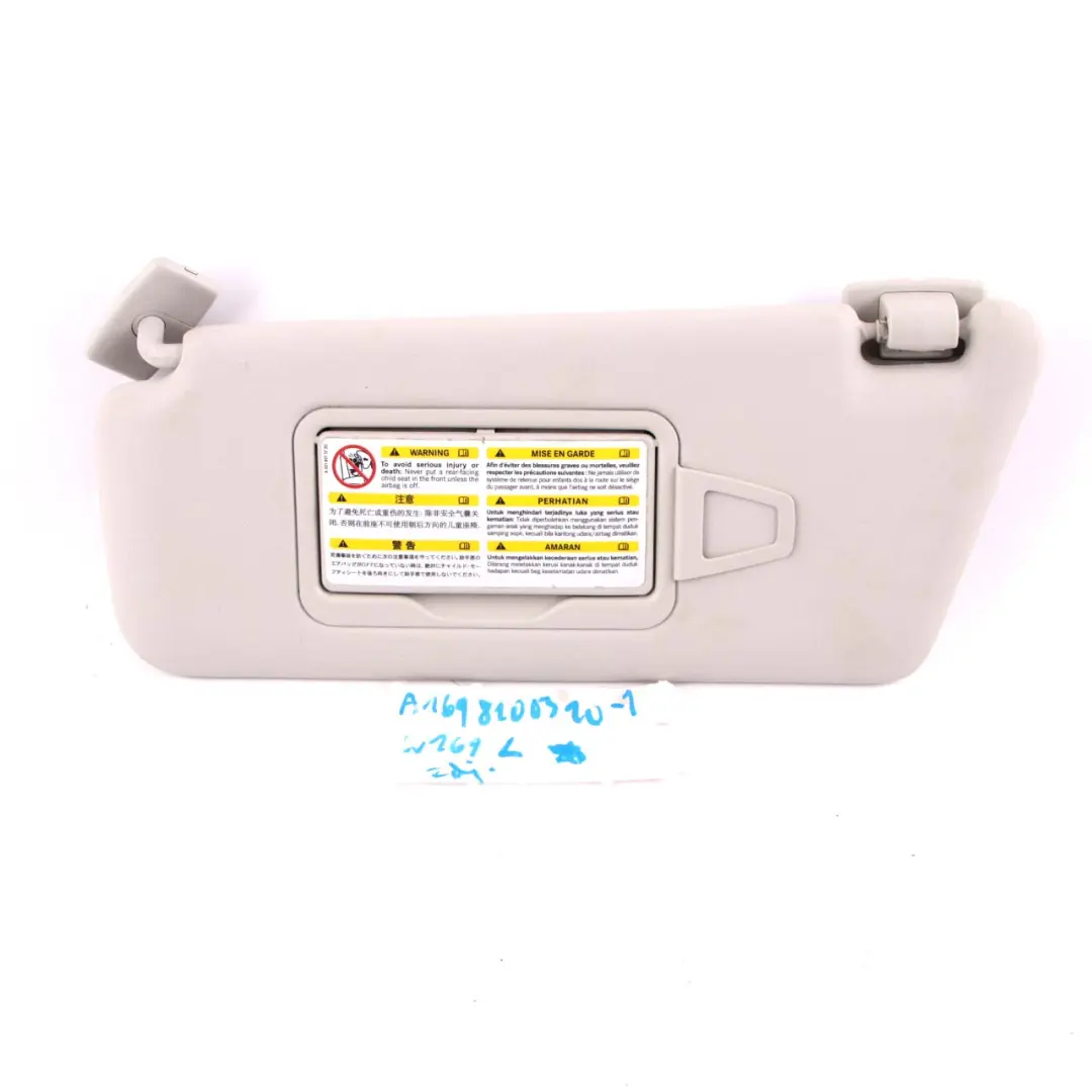Sun Visor Covering Left N/S Trim Panel Grey to Mercedes W169 W245 with Part number A1698100310 Mercedes W169 W245 Sun Visor Covering Left N/S Trim Panel Grey - SKU A1698100310-1 - Part number A1698100310