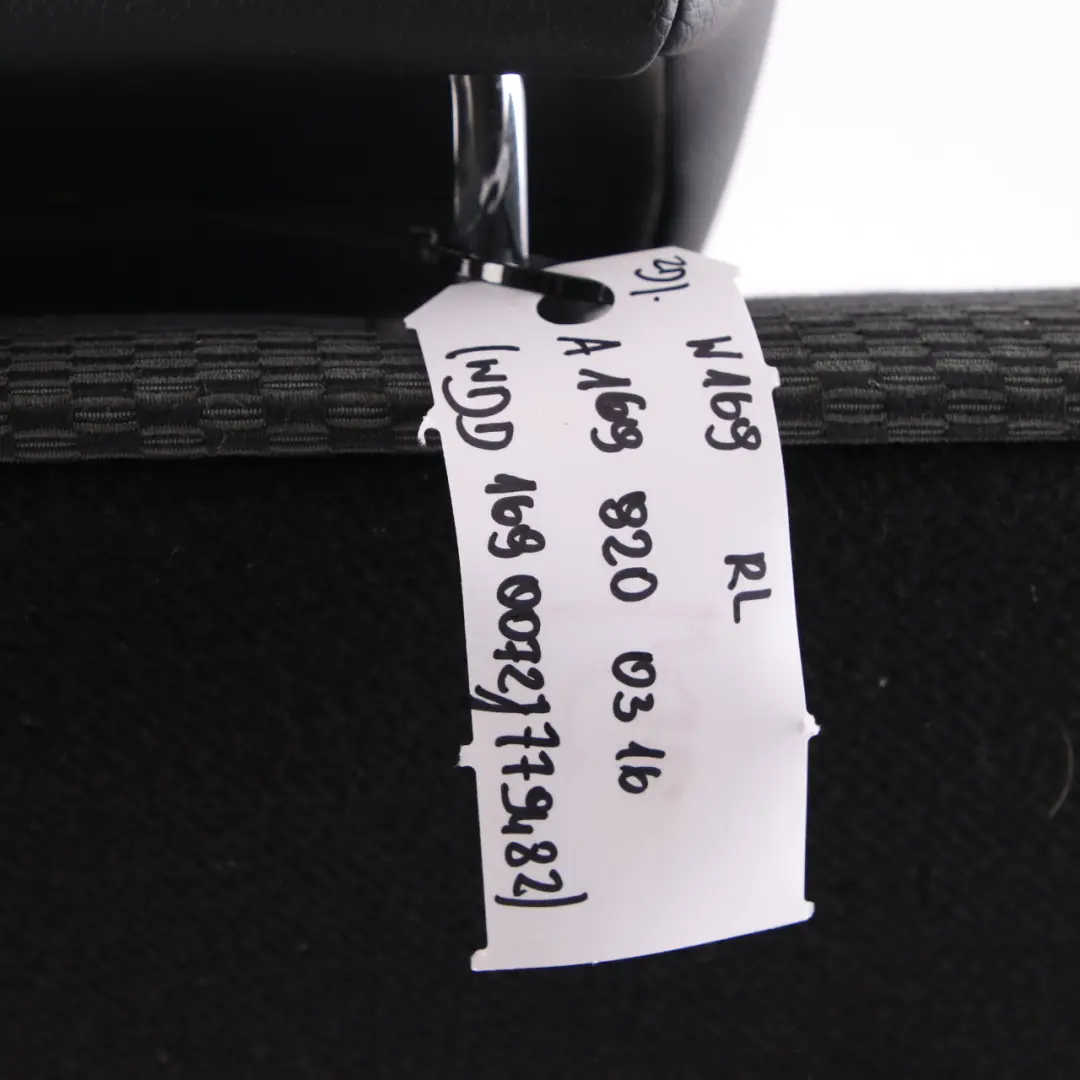  Mercedes-Benz W169 Siege Arriere Gauche Tissu Avec Dossier Cuir Noir Anthracite - SKU A1698200316 - Numéro de pièce A1698200316