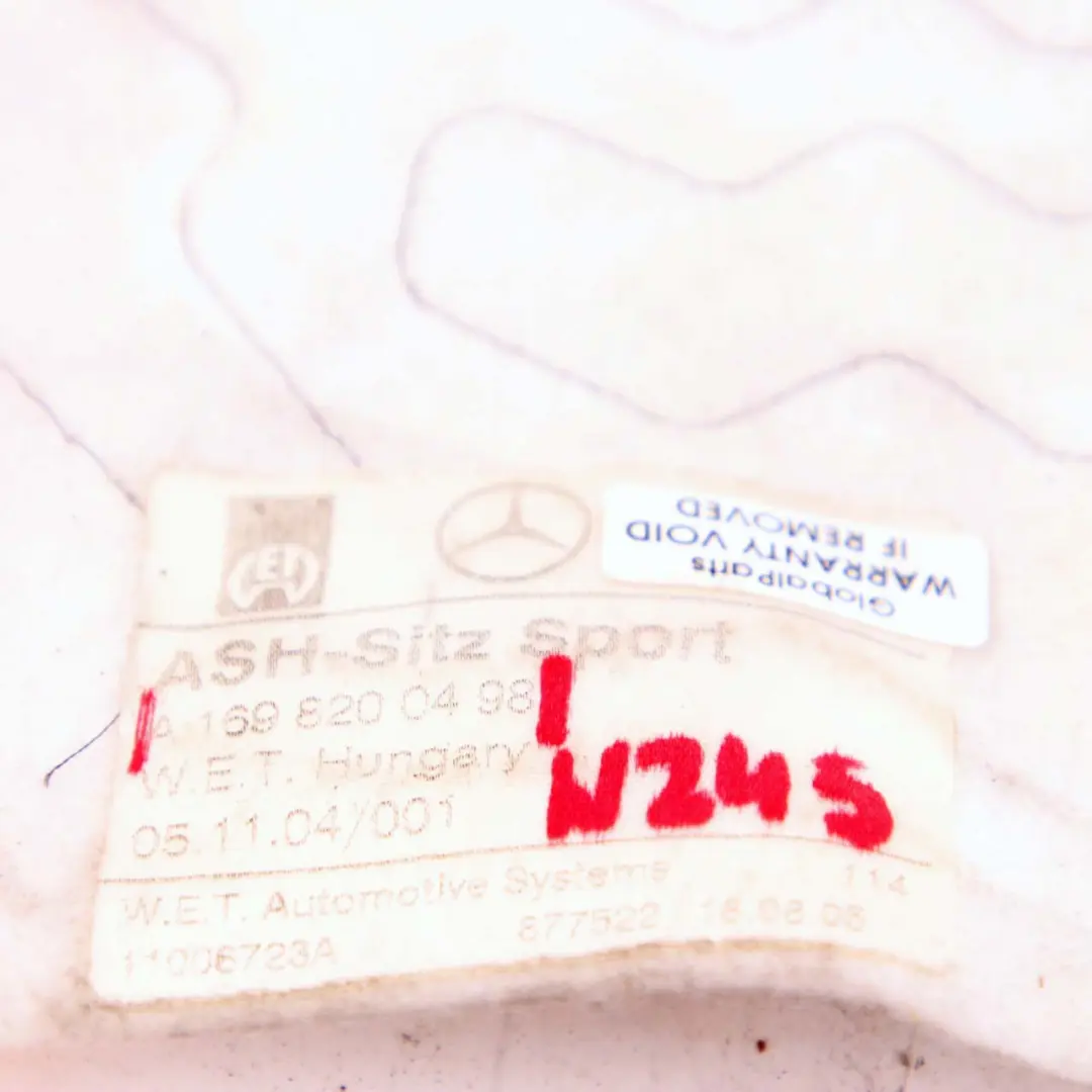 Mercedes-Benz B-Class W245 Front Seat Heating Heat Mat For Leather to with Part number A1698200498 Mercedes-Benz B-Class W245 Front Seat Heating Heat Mat For Leather - SKU A1698200498 - Part number A1698200498