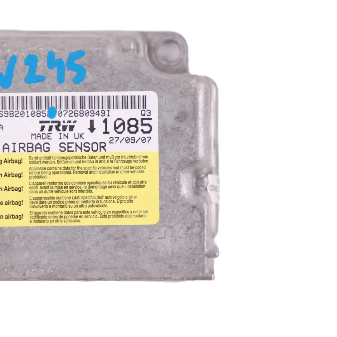 ECU Unité de contrôle Capteur Module d'air pour Mercedes W245 à propos du numéro de pièce A1698201085 Mercedes W245 ECU Unité de contrôle Capteur Module d'air - SKU A1698201085 - Numéro de pièce A1698201085