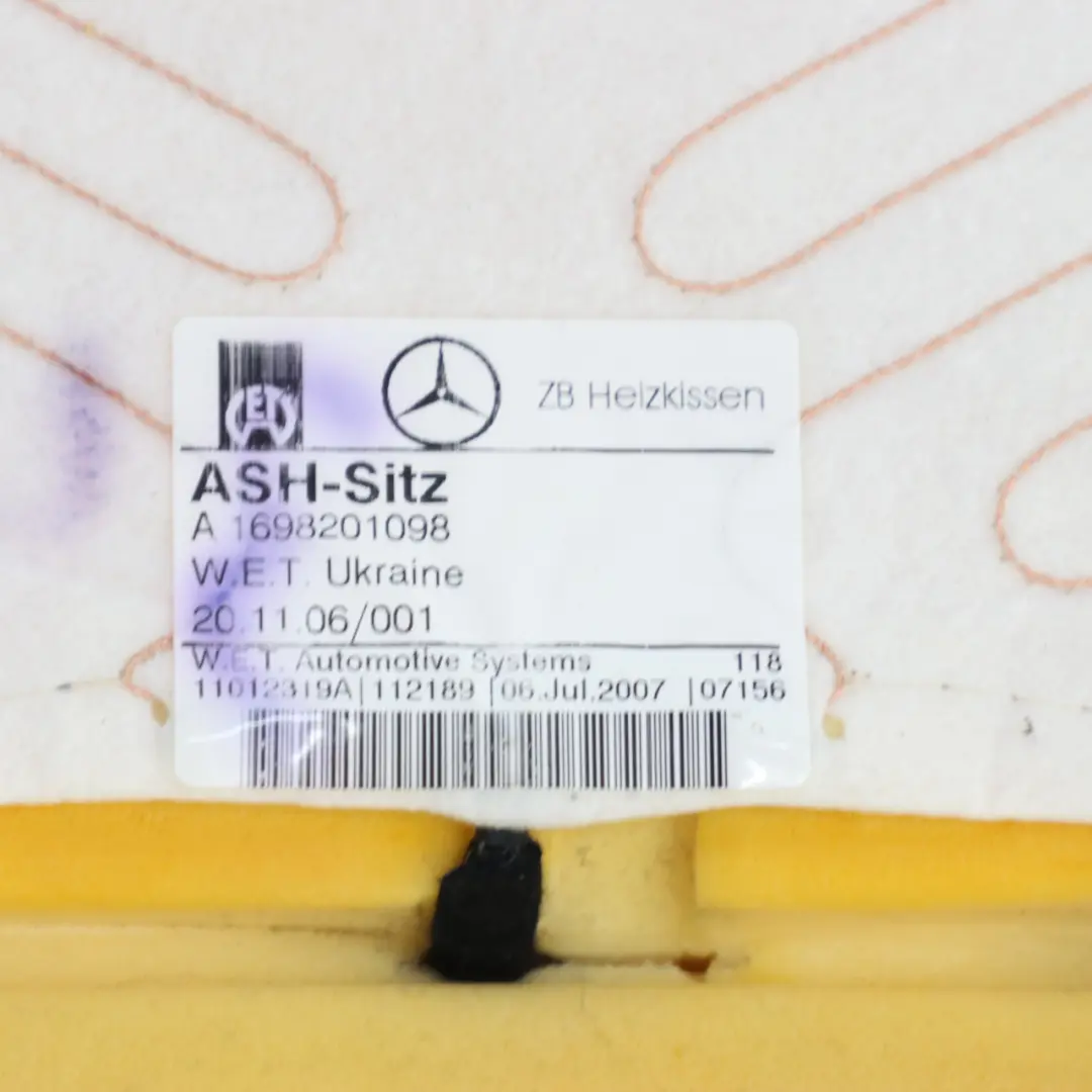 Asiento Delantero Izquierdo Funda Tela para Mercedes W169 W245 con número de pieza A1698201098 Mercedes W169 W245 Asiento Delantero Izquierdo Funda Tela - SKU A1698201098 - Número de pieza A1698201098