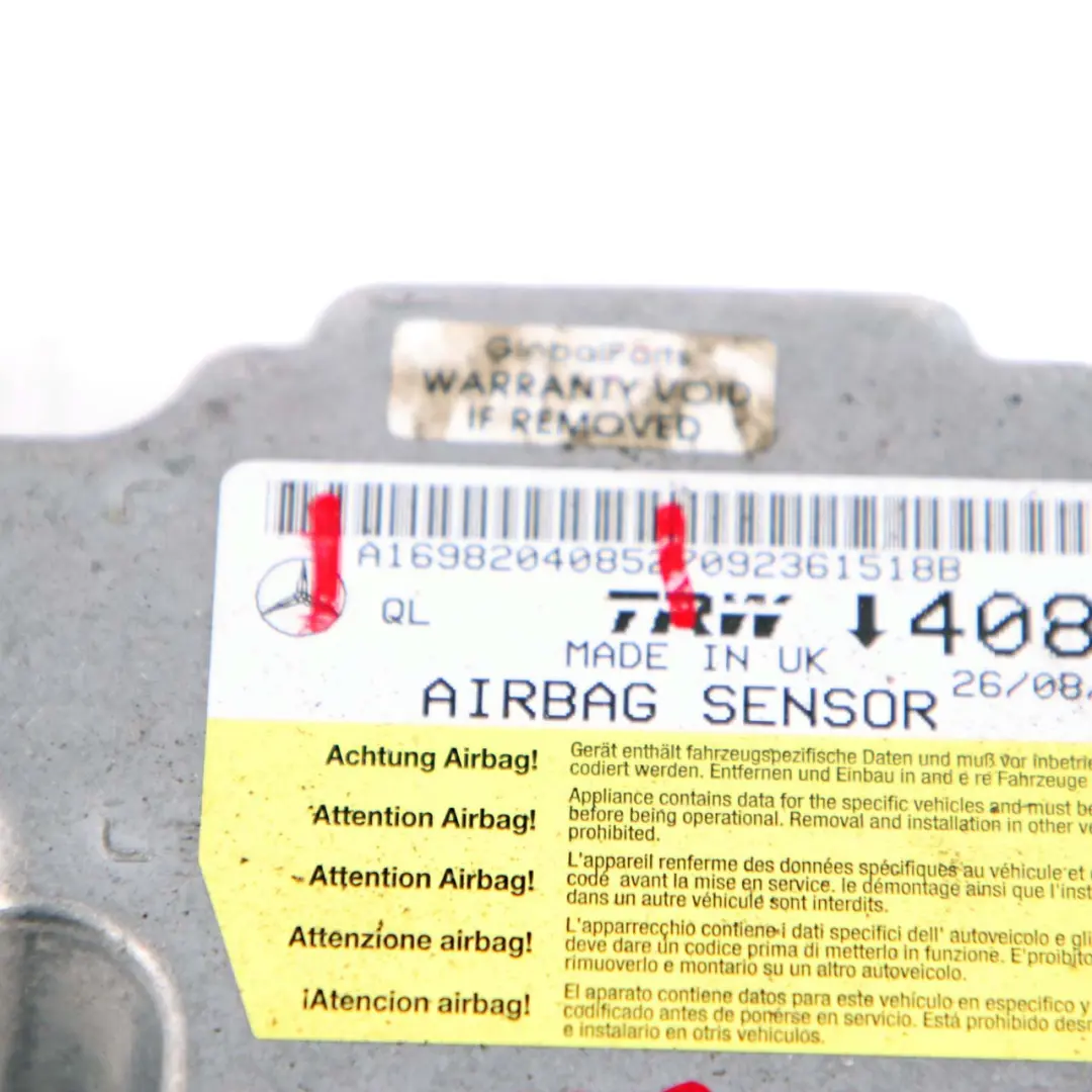 Mercedes W169 W245 Moduł Sensor Poduszek Powietrznych Airbag - SKU A1698204085 - Numer Części A1698204085