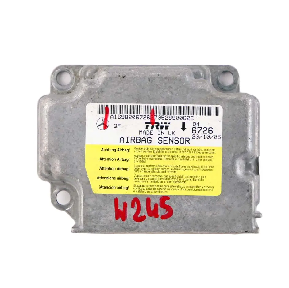 Mercedes-Benz W245 ECU Unite de Controle Module Capteur Airbag pour à propos du numéro de pièce A1698206726 Mercedes-Benz W245 ECU Unite de Controle Module Capteur Airbag - SKU A1698206726 - Numéro de pièce A1698206726