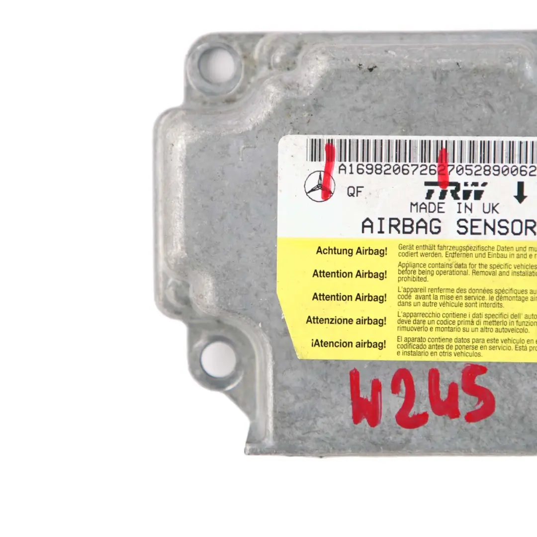 Mercedes-Benz W245 ECU Unita di Controllo Modulo Sensore Airbag - SKU A1698206726 - Numero di parte A1698206726