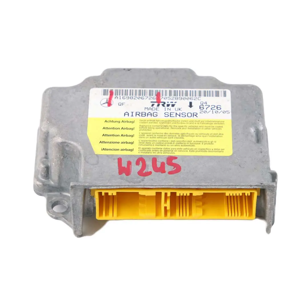 Mercedes-Benz W245 ECU Unita di Controllo Modulo Sensore Airbag per con numero di parte A1698206726 Mercedes-Benz W245 ECU Unita di Controllo Modulo Sensore Airbag - SKU A1698206726 - Numero di parte A1698206726