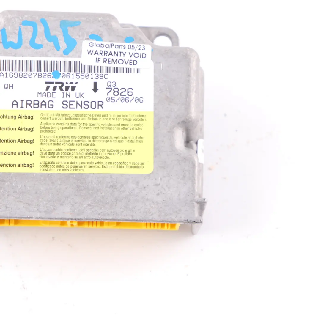 Modulo Airbag Mercedes W169 W245 Sensore Air Bag controllo ECU per con numero di parte A1698207826 Modulo Airbag Mercedes W169 W245 Sensore Air Bag controllo ECU - SKU A1698207826 - Numero di parte A1698207826