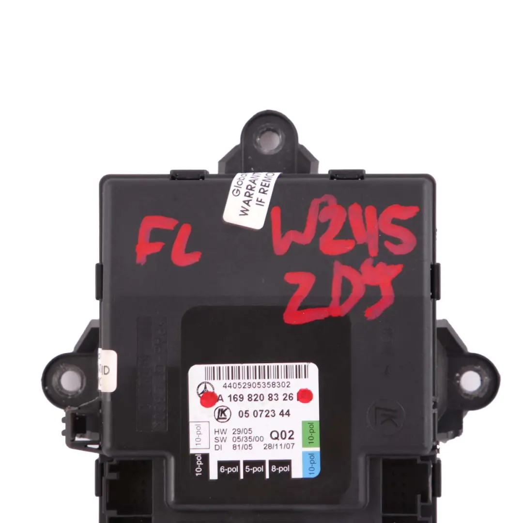  Mercedes-Benz W169 W245 Módulo puerta delantera izquierda Unidad control - SKU A1698208326 - Número de pieza A1698208326
