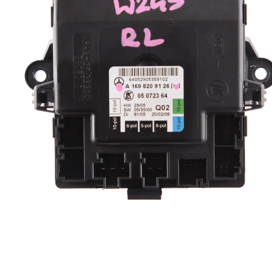 Módulo Puerta Mercedes W169 W245 Unidad de control trasera izquierda para con número de pieza A1698209126 Módulo Puerta Mercedes W169 W245 Unidad de control trasera izquierda - SKU A1698209126 - Número de pieza A1698209126
