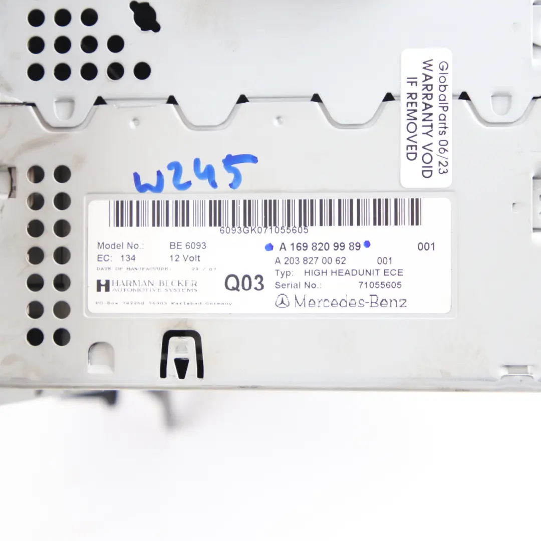 Radio Head Unit Mercedes W169 W245 Media Player Navigation Screen to with Part number A1698209989 Radio Head Unit Mercedes W169 W245 Media Player Navigation Screen - SKU A1698209989 - Part number A1698209989