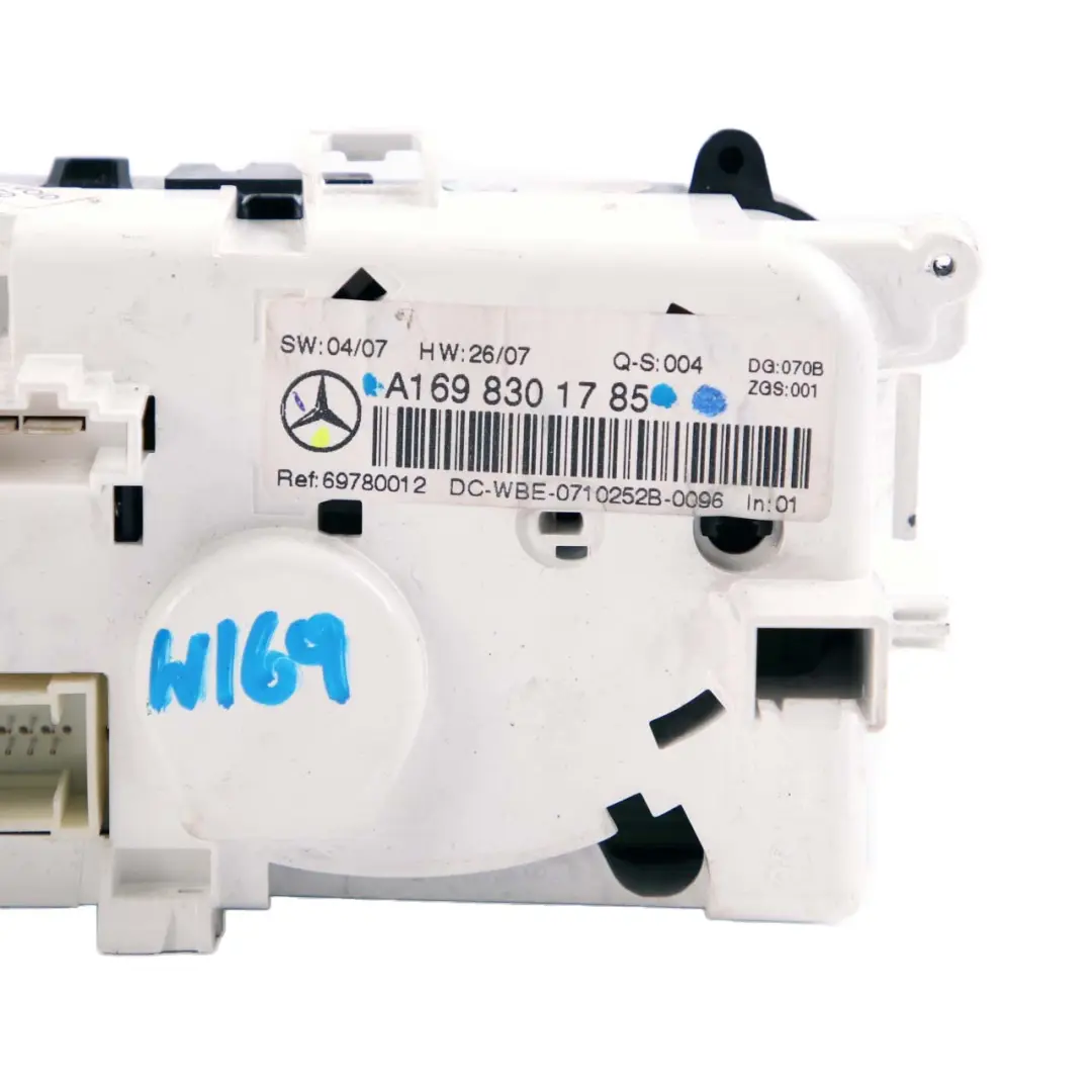  Climate Control Panel Mercedes W169 W245 Heater Unit Switch - SKU A1698301785 - Part number A1698301785