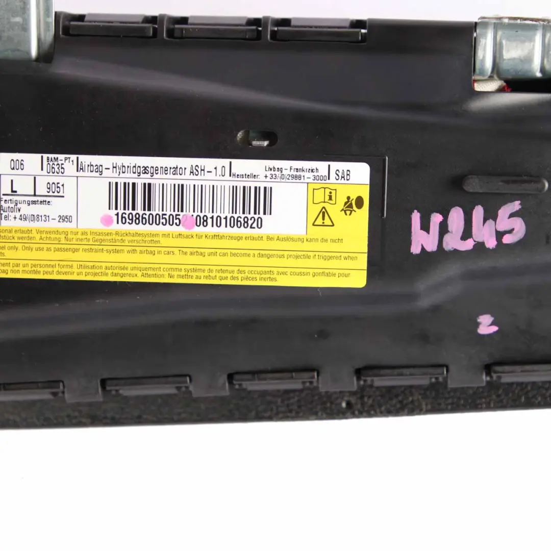 Mercedes W169 W245 Sedile anteriore sinistro Modulo Air Bag Nero - SKU A1698600505-1 - Numero di parte A1698600505