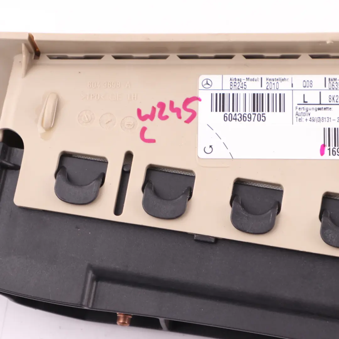 Side Airbag Rear Left N/S C Pillar Air Bag Beige to Mercedes W245 with Part number A1698601505 Mercedes W245 Side Airbag Rear Left N/S C Pillar Air Bag Beige - SKU A1698601505 - Part number A1698601505