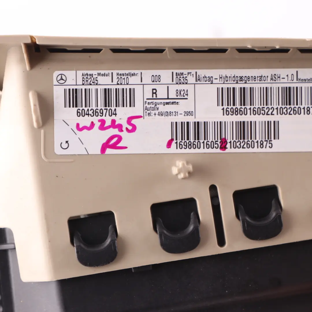 Mercedes W245 Side Airbag Rear Right O/S C Pillar Air Bag Beige - SKU A1698601605 - Part number A1698601605