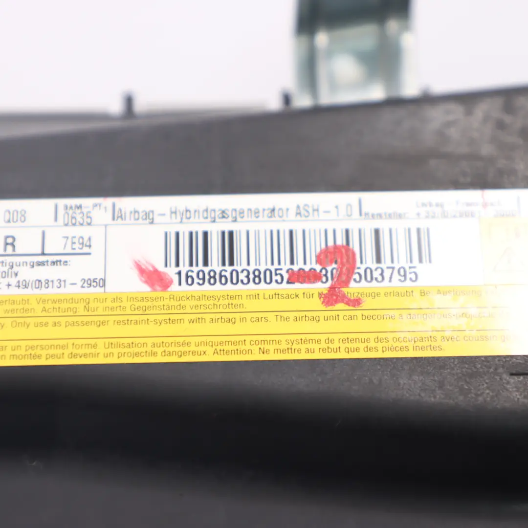 Airbag Mercedes W169 W245 anteriore destro laterale Air Bag Grigio per con numero di parte A1698603805 Airbag Mercedes W169 W245 anteriore destro laterale Air Bag Grigio - SKU A1698603805-2 - Numero di parte A1698603805