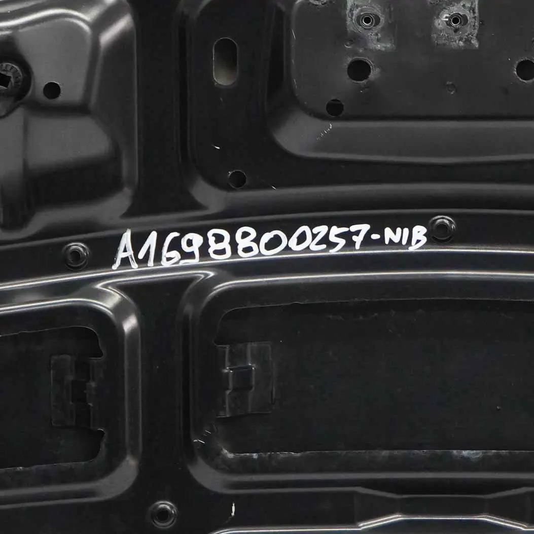 Hood Bonnet Trim Panel B-Class Kosmos Cosmic Black Metallic - 191 to Mercedes W245 with Part number A1698800257 Mercedes W245 Hood Bonnet Trim Panel B-Class Kosmos Cosmic Black Metallic - 191 - SKU A1698800257-NIB - Part number A1698800257
