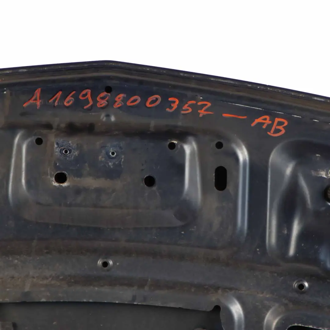 Hood Bonnet Trim Panel B-Class Atoll Blue Metallic - 375 to Mercedes W245 with Part number A1698800357 Mercedes W245 Hood Bonnet Trim Panel B-Class Atoll Blue Metallic - 375 - SKU A1698800357-AB - Part number A1698800357