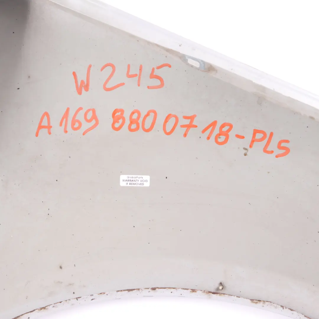 Front Left N/S Side Panel Wing Fender Polar Silver Metallic - 761 to Mercedes W245 with Part number A1698800718 Mercedes W245 Front Left N/S Side Panel Wing Fender Polar Silver Metallic - 761 - SKU A1698800718-PLS - Part number A1698800718