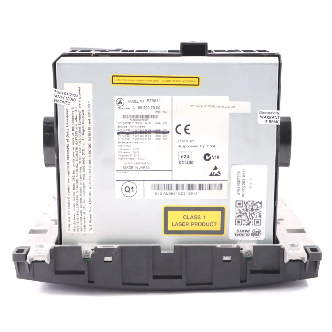 COMAND Navegación Unidad Principal Radio Sat Nav para Mercedes W169 W639 con número de pieza A1699007900 Mercedes W169 W639 COMAND Navegación Unidad Principal Radio Sat Nav - SKU a1699007900 - Número de pieza A1699007900