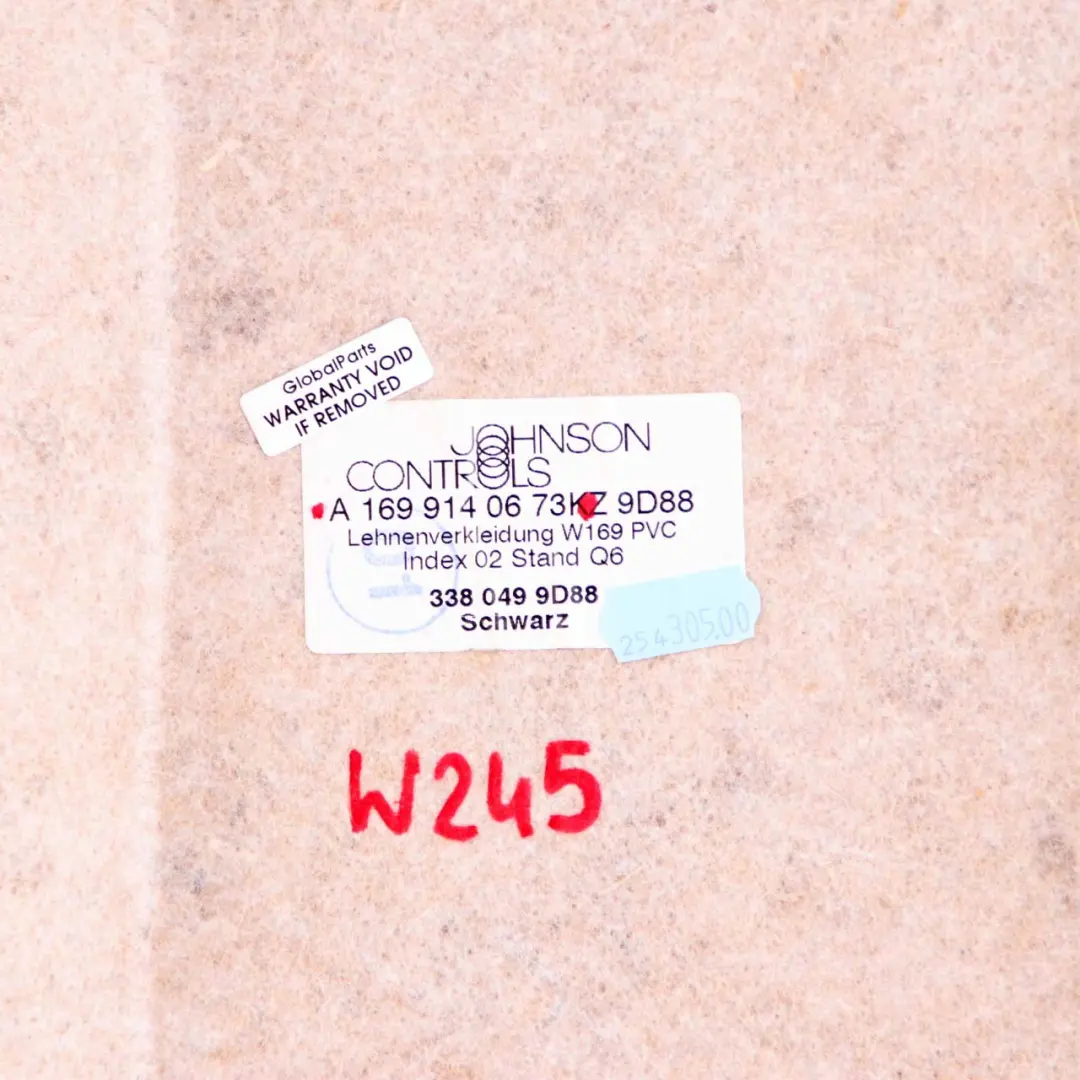 Mercedes-Benz W169 W245 Schienale sedile anteriore Pannello copertura posteriore per con numero di parte A1699140673 Mercedes-Benz W169 W245 Schienale sedile anteriore Pannello copertura posteriore - SKU A1699140673 - Numero di parte A1699140673