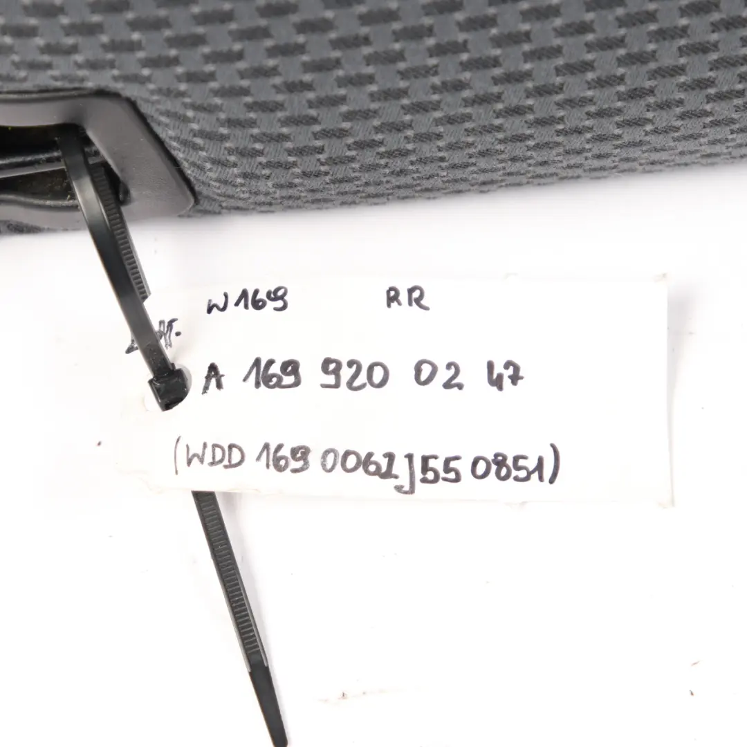 Mercedes-Benz A-Class W169 Rear Right Seat O/S Cloth Backrest Black Anthracite to with Part number A1699200247 Mercedes-Benz A-Class W169 Rear Right Seat O/S Cloth Backrest Black Anthracite - SKU A1699200247 - Part number A1699200247