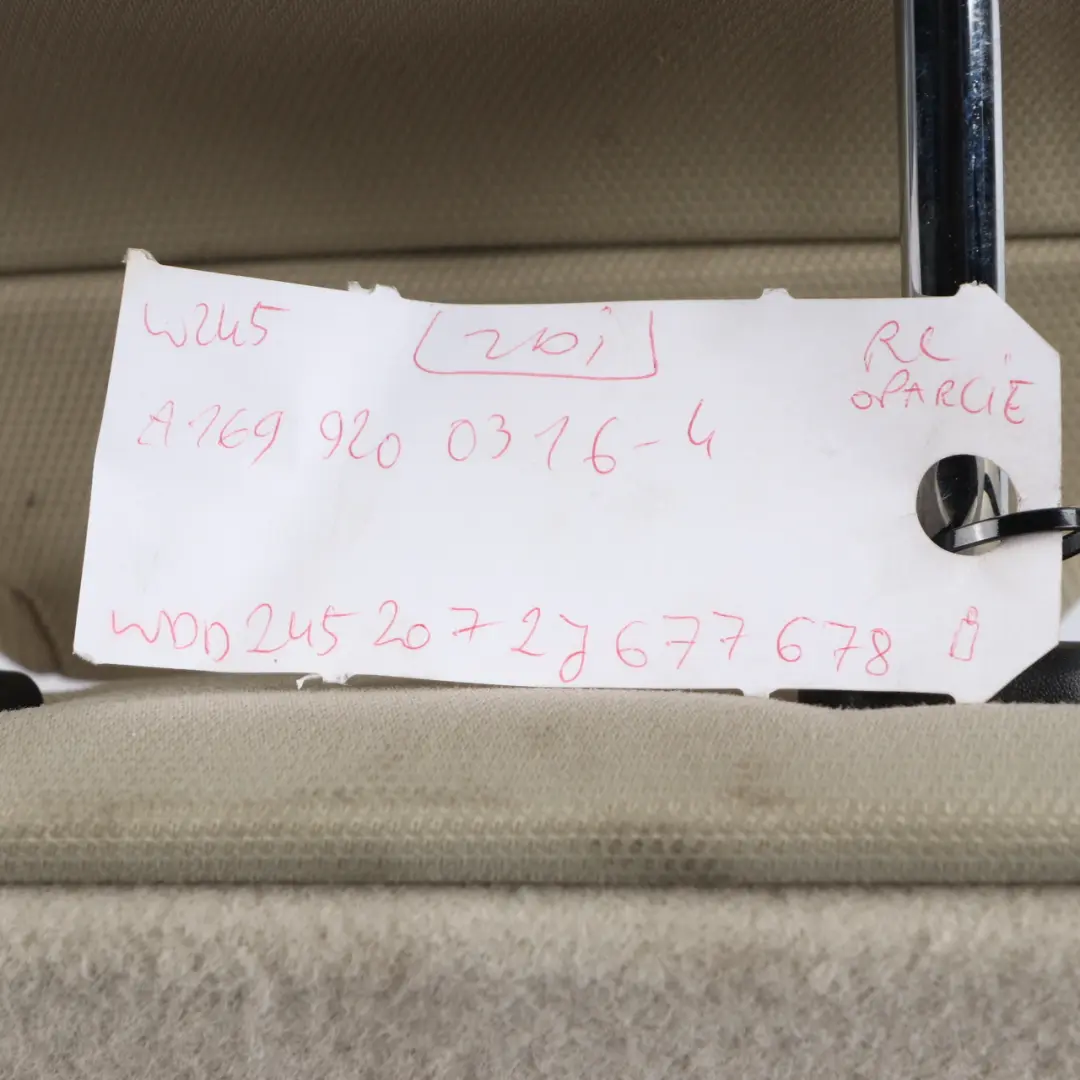 Mercedes W169 W245 Rear Seat Backrest Left N/S Cover Cloth Fabric Beige - SKU A1699200316-4 - Part number A1699200316