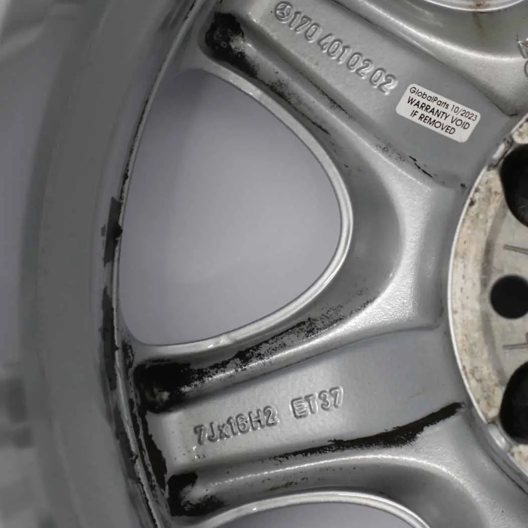 Cerchio anteriore in lega argento 16" 7J ET:37 per Mercedes SLK R170 con numero di parte A1704010202 Mercedes SLK R170 Cerchio anteriore in lega argento 16" 7J ET:37 - SKU A1704010202-2 - Numero di parte A1704010202