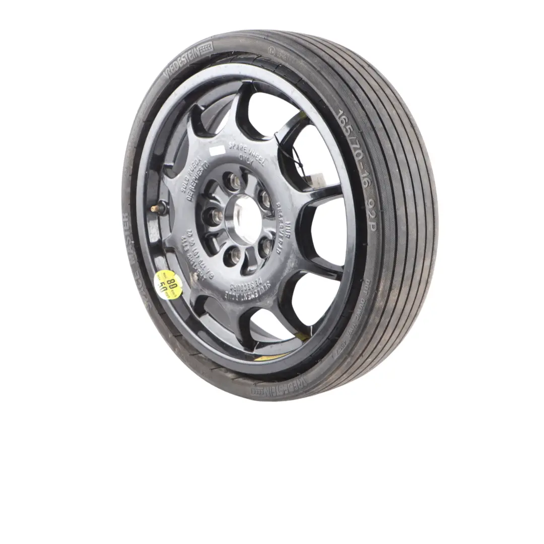 Spare Wheel Mercedes CL203 R170 Compact Steel R16 Tyre 165/70 to with Part number A1704010802 Spare Wheel Mercedes CL203 R170 Compact Steel R16 Tyre 165/70 - SKU A1704010802 - Part number A1704010802