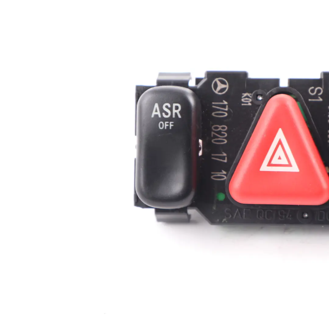 Switch Panel Hazard Light Block ASR Lock Button to Mercedes SLK R170 with Part number A1708201710 Mercedes SLK R170 Switch Panel Hazard Light Block ASR Lock Button - SKU A1708201710 - Part number A1708201710