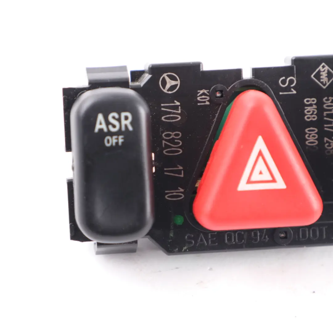 Switch Panel Hazard Light Block ASR Lock Button to Mercedes SLK R170 with Part number A1708201710 Mercedes SLK R170 Switch Panel Hazard Light Block ASR Lock Button - SKU A1708201710 - Part number A1708201710