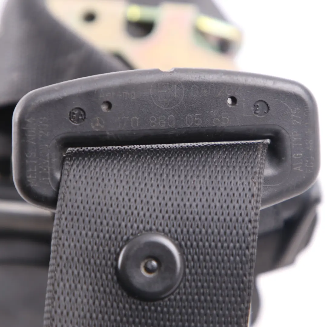 Belt Front Left N/S Safety Belt Black to Mercedes SLK R170 Seat with Part number A1708600585 Mercedes SLK R170 Seat Belt Front Left N/S Safety Belt Black - SKU A1708600585 - Part number A1708600585