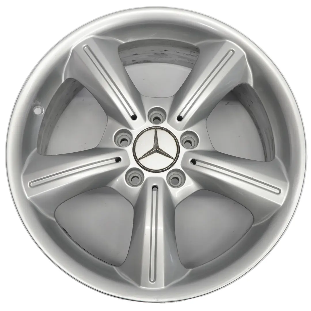 Jante alliage argentée 17" 7,5J ET:36 à 5 branches pour Mercedes SLK R171 à propos du numéro de pièce A1714011202 Mercedes SLK R171 Jante alliage argentée 17" 7,5J ET:36 à 5 branches - SKU A1714011202-1 - Numéro de pièce A1714011202