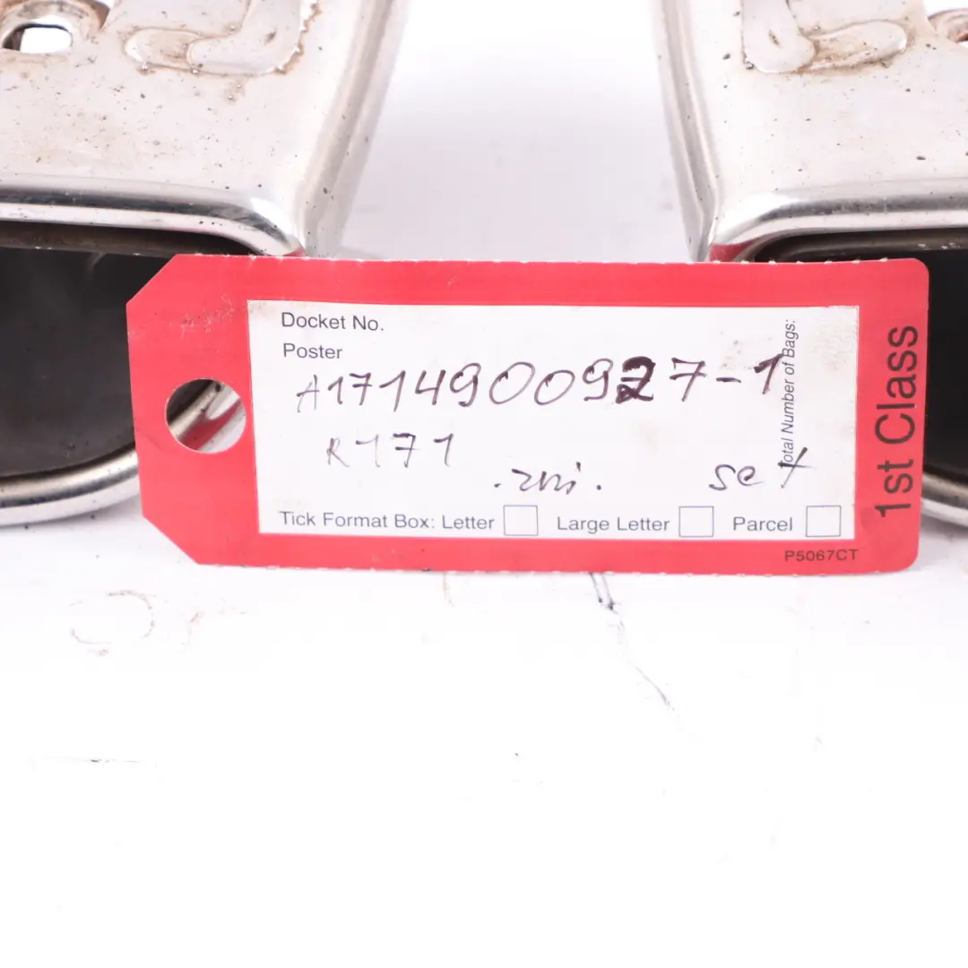 Exhaust Muffler Pipe Rear Left Right N/O/S Exhaust Tips Set to Mercedes SLK R171 with Part number A1714900927 Mercedes SLK R171 Exhaust Muffler Pipe Rear Left Right N/O/S Exhaust Tips Set - SKU A1714900927-1 - Part number A1714900927
