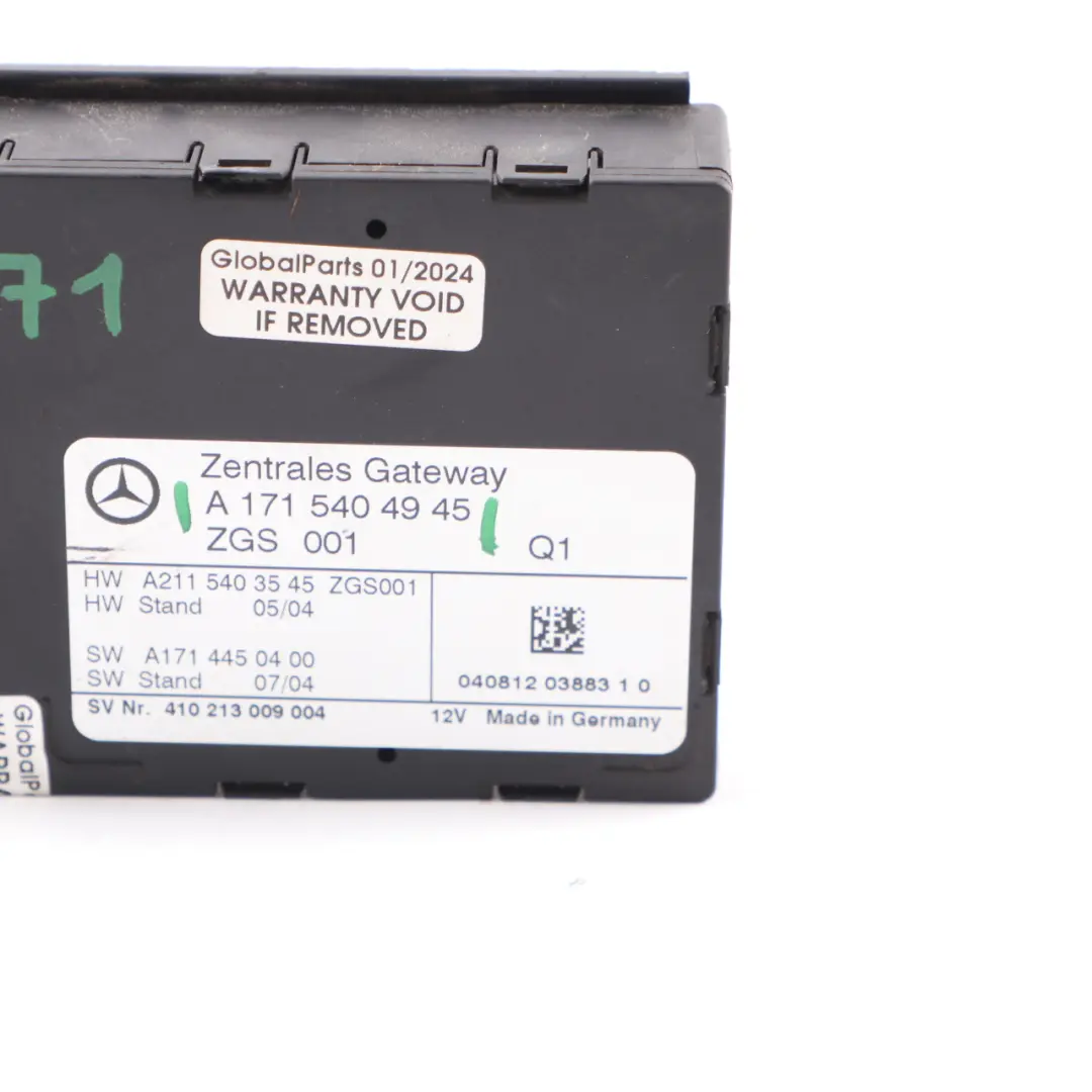 Pasarela central Módulo ECU Unidad de Control para Mercedes R171 con número de pieza A2115403545 Mercedes R171 Pasarela central Módulo ECU Unidad de Control - SKU A1715404945 - Número de pieza A2115403545