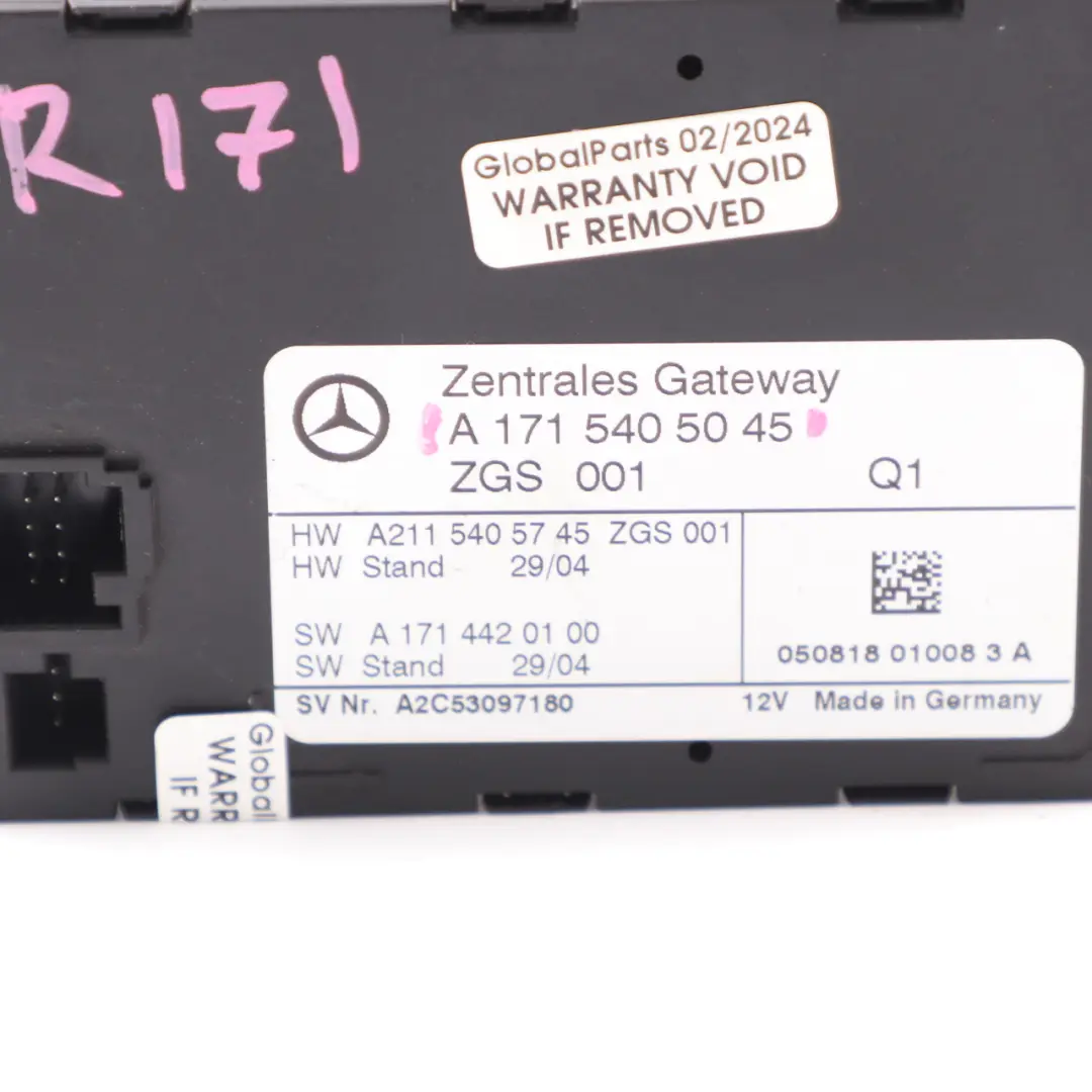 Mercedes SLK R171 Zentrales Gateway Modul ECU Steuer Gerät - SKU A1715405045 - Teilenummer A1715405045