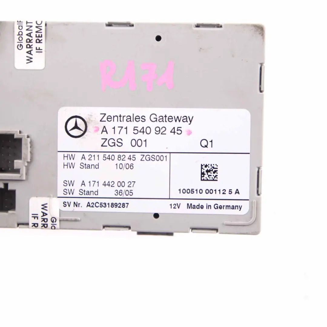 Gateway Steuergerät Gateway Modul ECU für Mercedes SLK R171 mit Teilenummer A1715409245 Mercedes SLK R171 Gateway Steuergerät Gateway Modul ECU - SKU A1715409245 - Teilenummer A1715409245