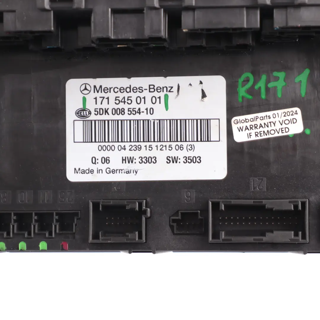 Scatola fusibili SAM Modulo unità controllo relè per Mercedes SLK R171 con numero di parte A1715450101 Mercedes SLK R171 Scatola fusibili SAM Modulo unità controllo relè - SKU A1715450101 - Numero di parte A1715450101