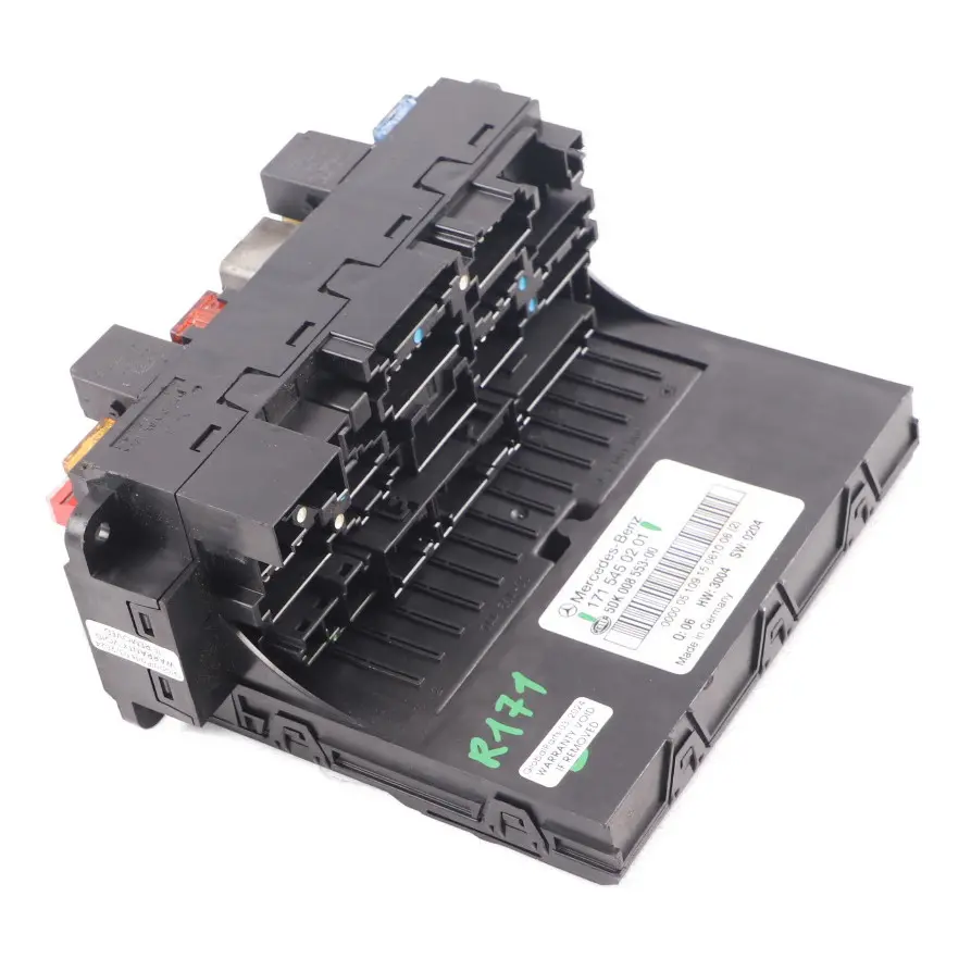 Fuse Box Mercedes SLK R171 Roadster Fuse Relay Box Control Module to with Part number A1715450101 Fuse Box Mercedes SLK R171 Roadster Fuse Relay Box Control Module - SKU A1715450201 - Part number A1715450101