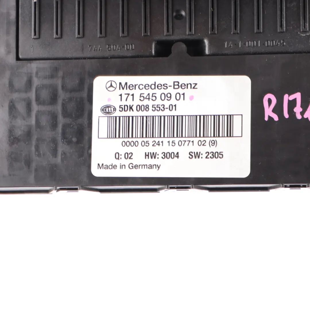 Front Fuse Box SAM Relay Control Unit Module to Mercedes SLK R171 with Part number A1715450901 Mercedes SLK R171 Front Fuse Box SAM Relay Control Unit Module - SKU A1715450901 - Part number A1715450901