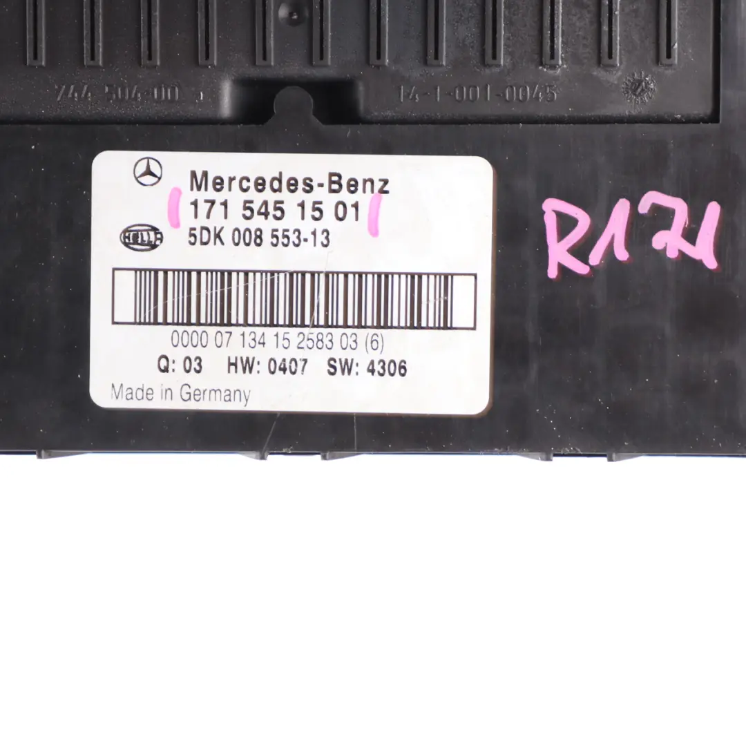 Front Fuse Box SAM Relay Control Unit Module to Mercedes SLK R171 with Part number A1715451701 Mercedes SLK R171 Front Fuse Box SAM Relay Control Unit Module - SKU A1715451501 - Part number A1715451701