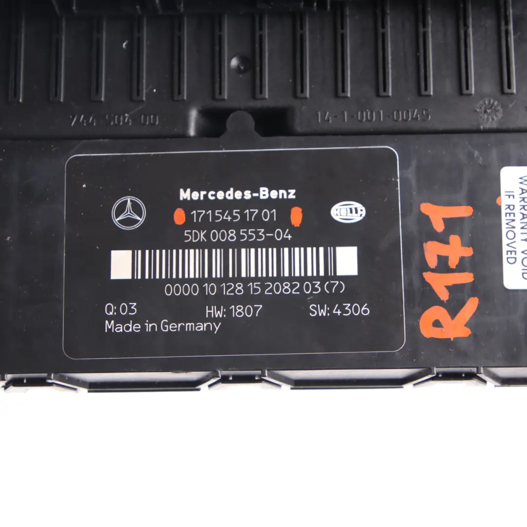 Caja de fusibles SAM Relé Unidad de Control Módulo para Mercedes SLK R171 con número de pieza A1715451701 Mercedes SLK R171 Caja de fusibles SAM Relé Unidad de Control Módulo - SKU A1715451701 - Número de pieza A1715451701