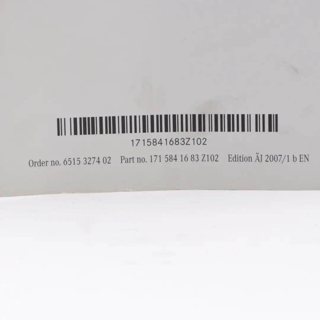 Owner's Handbook Booklet Manual to Mercedes SLK R171 with Part number A1715841683 Mercedes SLK R171 Owner's Handbook Booklet Manual - SKU A1715841683 - Part number A1715841683