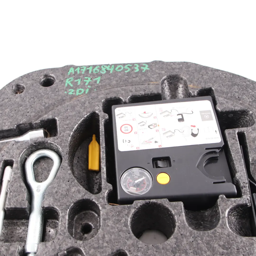 Mercedes R171 Tyre Emergency Tool Kit Compressor Boot Trunk Storage - SKU A1716840537 - Part number A1716840537