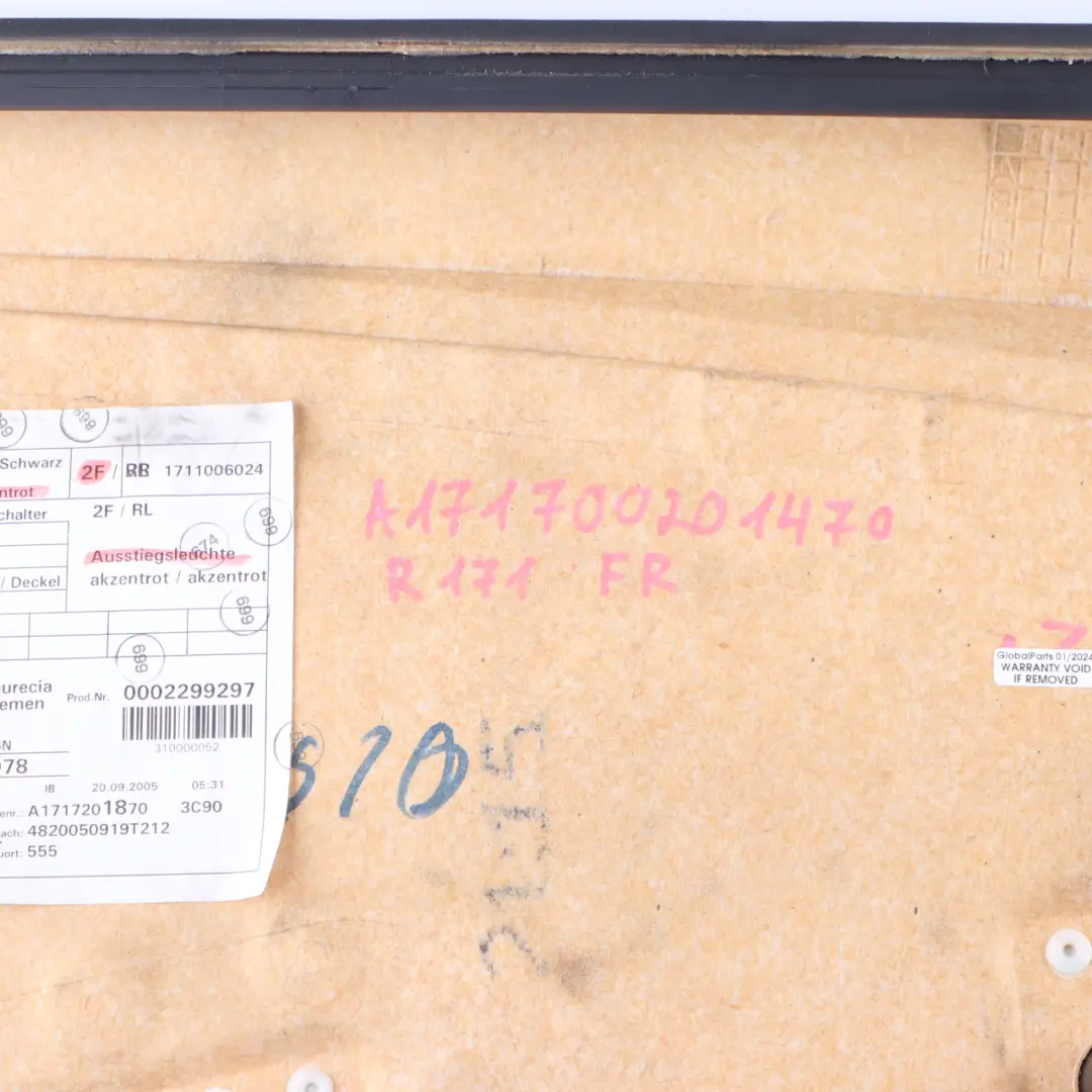 Door Card Mercedes SLK R171 Convertible Front Right O/S Leather Nappa Red Lining to with Part number A1717201470 Door Card Mercedes SLK R171 Convertible Front Right O/S Leather Nappa Red Lining - SKU A1717201470 - Part number A1717201470