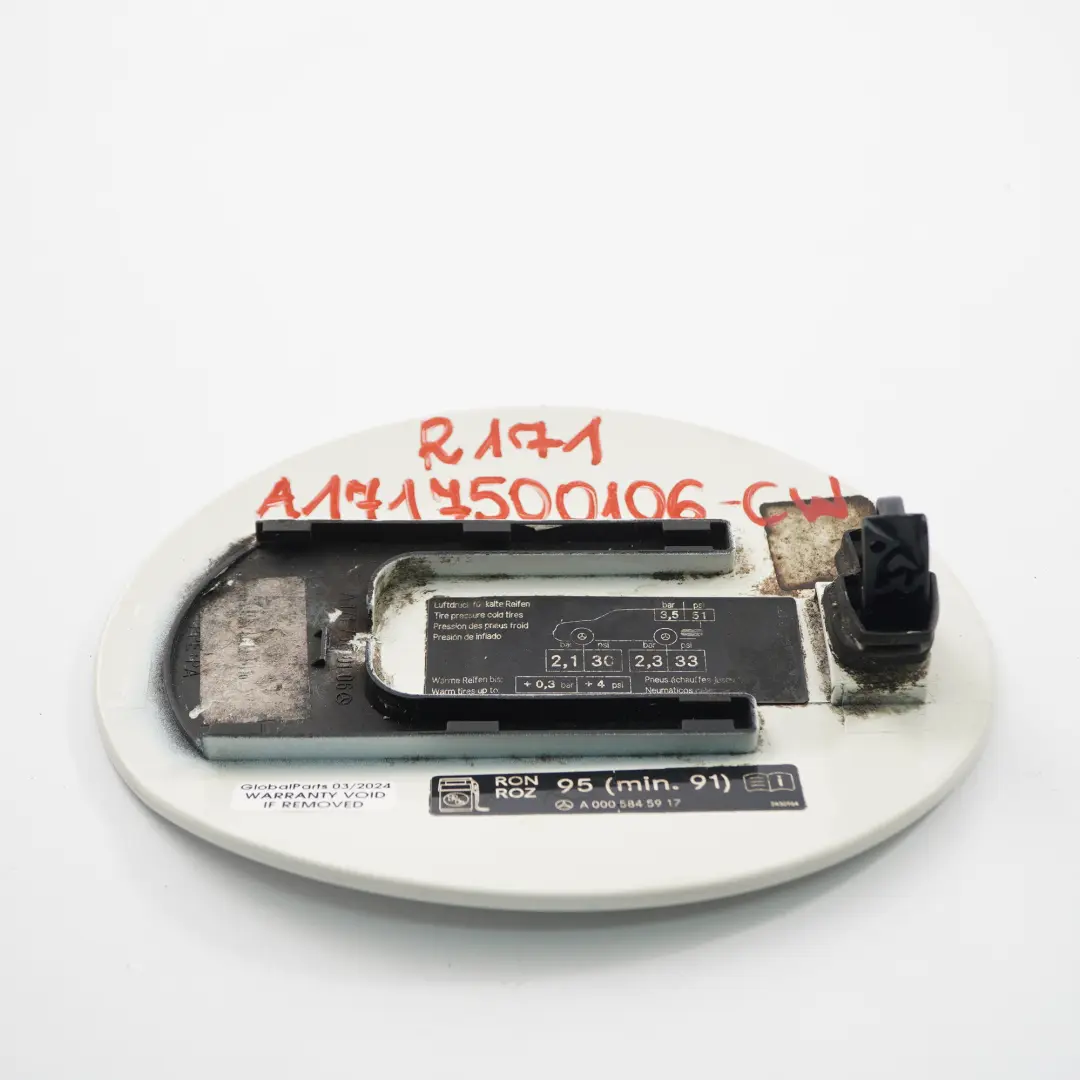 Mercedes SLK R171 Couvercle bouchon réservoir carburant blanc calcite - 650 - SKU A1717500106-CW - Numéro de pièce A1717500106