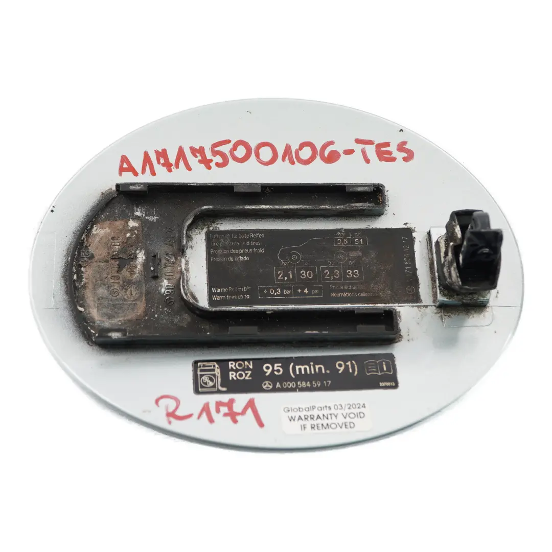 Mercedes SLK R171 tapa del depósito de combustible Flap Tapa Tellurium Plata 762 - SKU A1717500106-TES - Número de pieza A1717500106