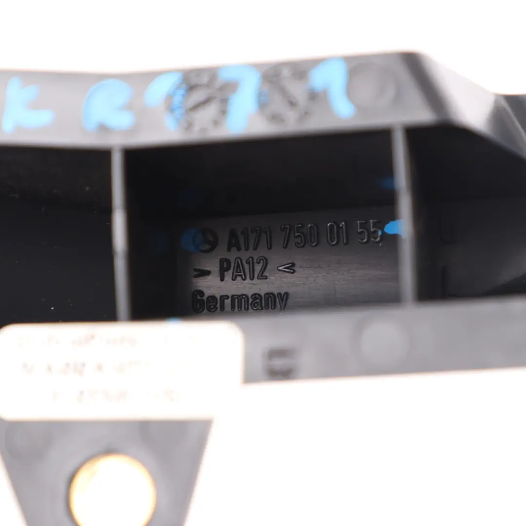 Trunk Lid Hinge Left N/S Trim Guide Cover Bracket to Mercedes SLK R171 with Part number A1717500155 Mercedes SLK R171 Trunk Lid Hinge Left N/S Trim Guide Cover Bracket - SKU A1717500155 - Part number A1717500155