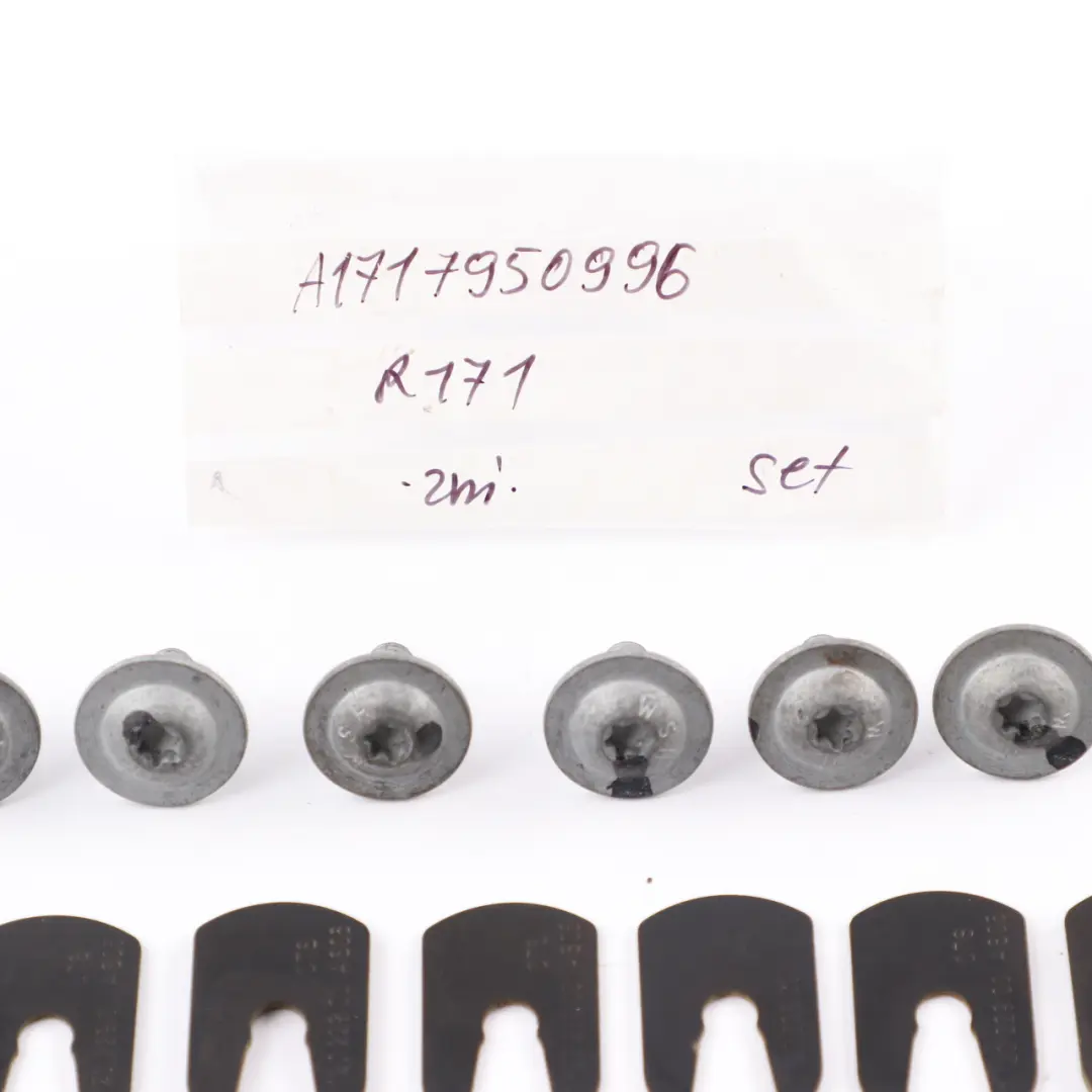 Roof Top Base Plate Bracket Screw Set to Mercedes SLK R171 Convertible with Part number A1717950996 Mercedes SLK R171 Convertible Roof Top Base Plate Bracket Screw Set - SKU A1717950996 - Part number A1717950996