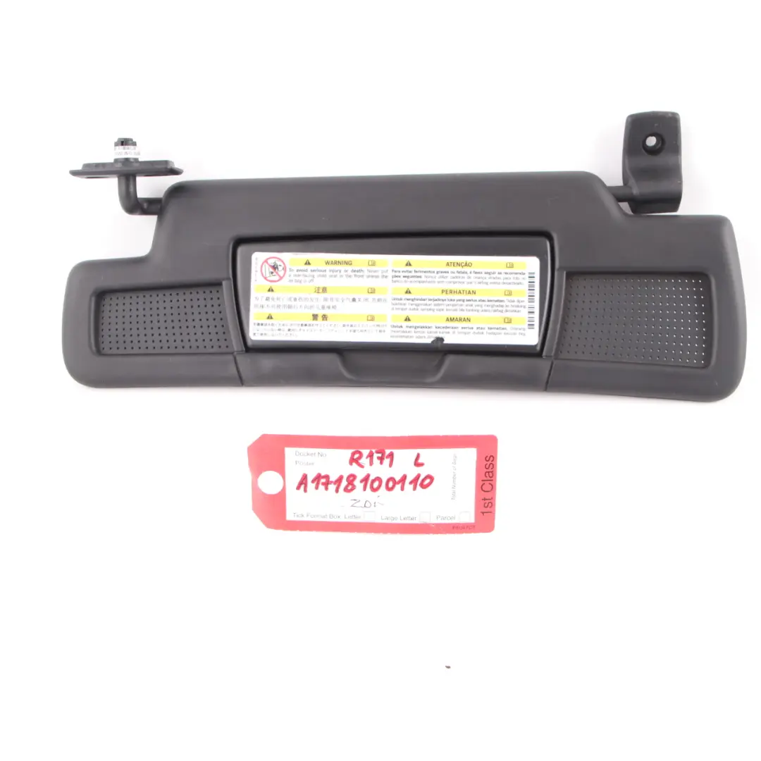 Sun Visor Cover Trim Front Left N/S Mirror Black to Mercedes SLK R171 with Part number A1718100110 Mercedes SLK R171 Sun Visor Cover Trim Front Left N/S Mirror Black - SKU A1718100110 - Part number A1718100110